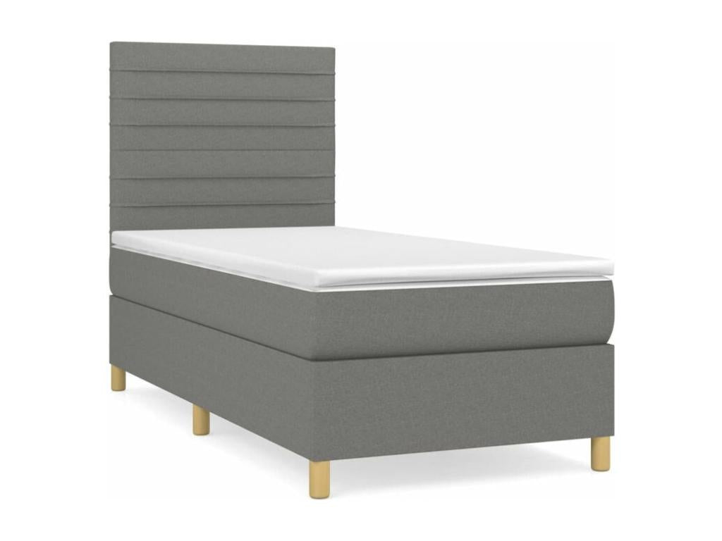 Sommier à Boislis de lit avec matelas Gris foncé 100x200 Tissu MLHZ77371