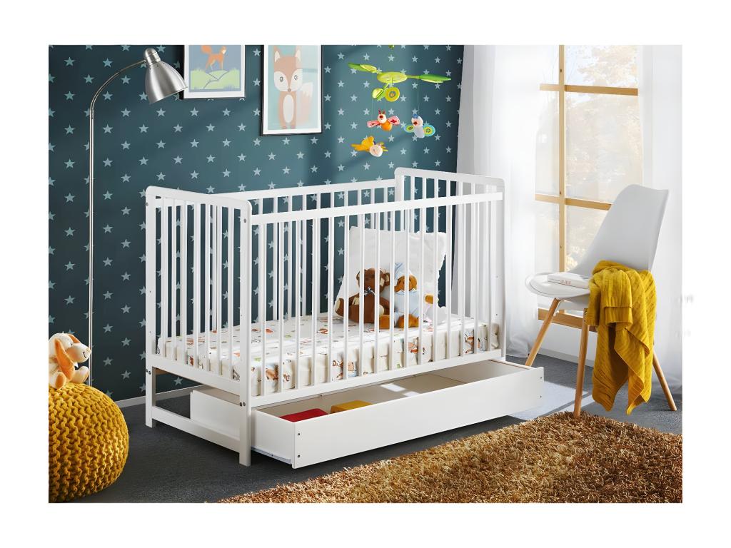 Lit Bébé Matelas / Tiroir de Lit Mobenze 60x120cm Blanc LDPW92028