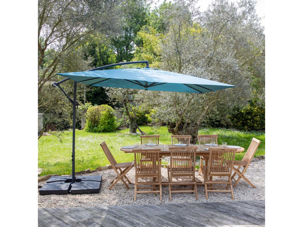 Parasol déporté Luxameub carré 2,7x2,7m bleu gris housse - Luxameub FKLJ59319