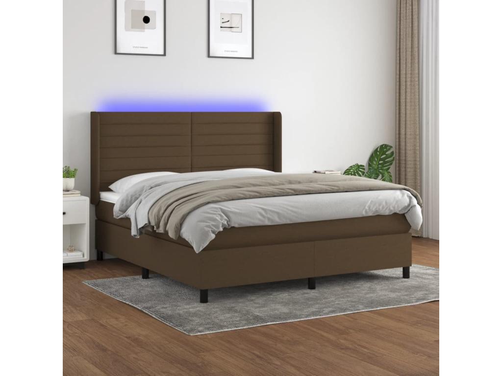 Sommier à Mobenze de lit matelas et LED Marron foncé 160x200 cm OBMZ52703