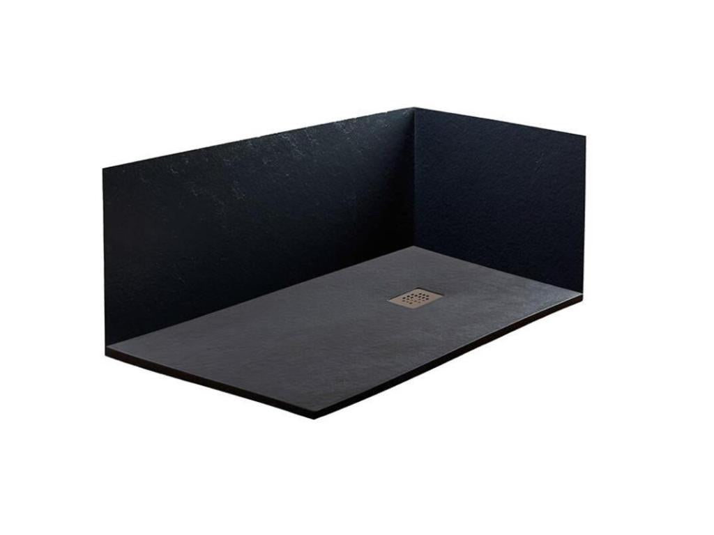 Receveur de Douche 75x140 cm Mobenze Extra Mobenze Noir En Résine Synthétique et Poudre de Marbre Avec Vidange Libre LKRS12211