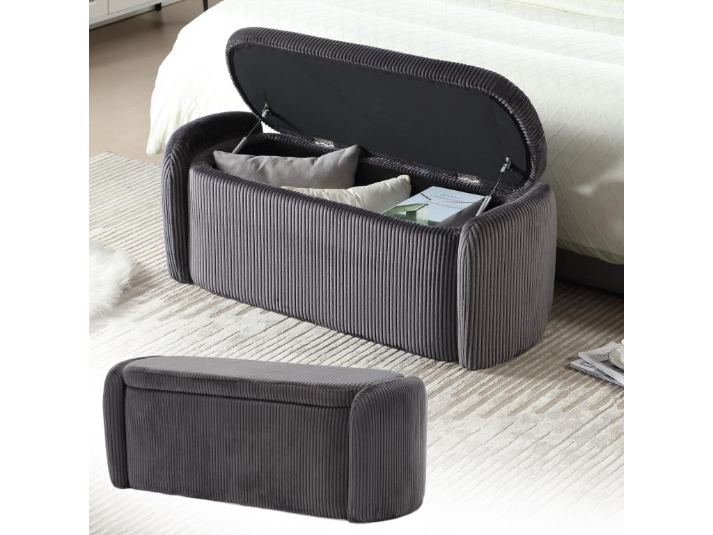 Tabouret de rangement en velours Boislisé confortable et polyvalent idéal pour le salon et la chambre noir CJAU74210