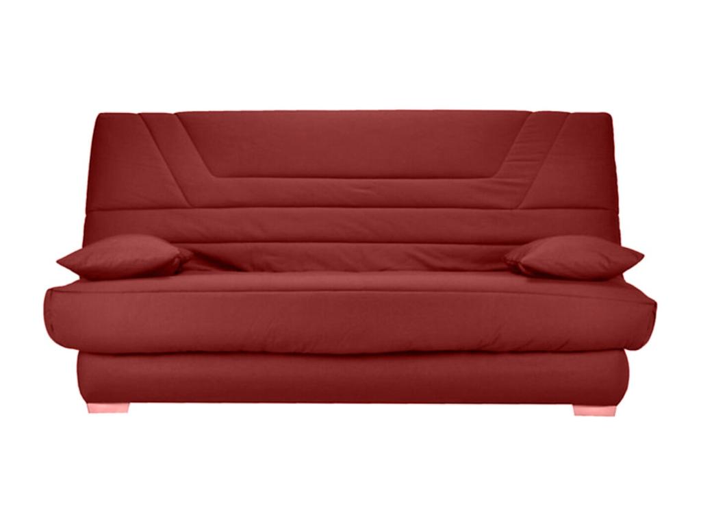 Banquette Clic Clac tissu matelas Boislis 14cm avec rangement Boislis-Couleur Rouge cerise-130x190 GXDE04666