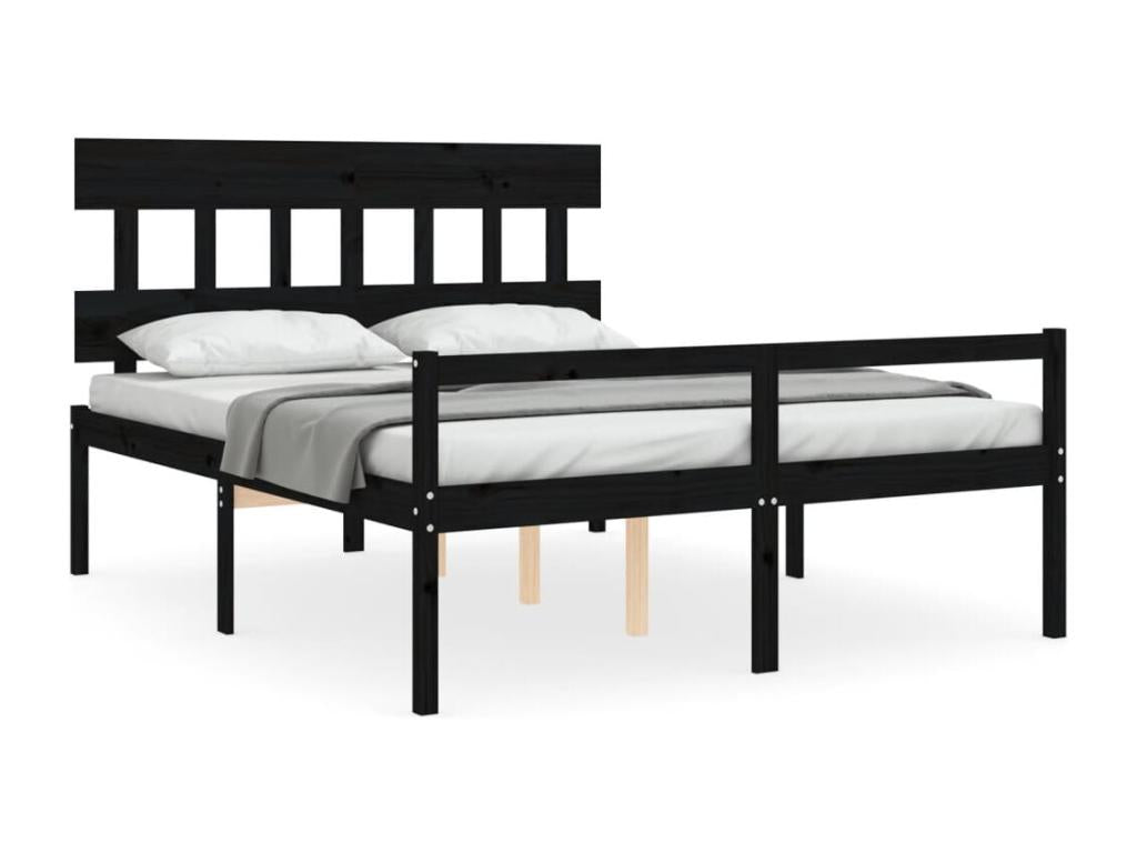 Lit pour personne âgée sans matelas noir Mobenze massif UEGW55566