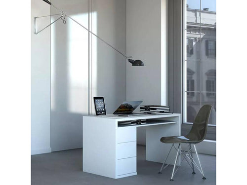 Bureau blanc moderne 3 tiroirs style moderne 110x60 cm Mobenze PTPC11461