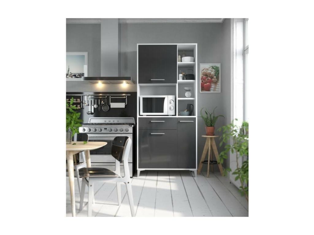 Mobenze Buffet de cuisine L 80 cm - Gris brillant QUYF13013