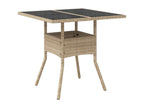 Table de jardin dessus en verre beige 80x80x75cm résine tressée ETOU60323