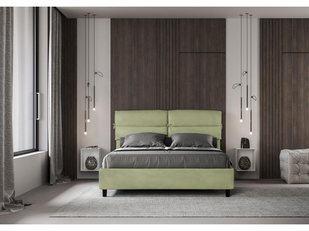 Lit sans sommier rembourré 160x190 microfibre vert Boislis VNPQ35556