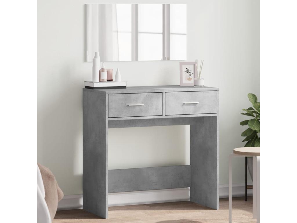 Coiffeuse avec miroir gris béton 80x39x80 cm BSGN89978