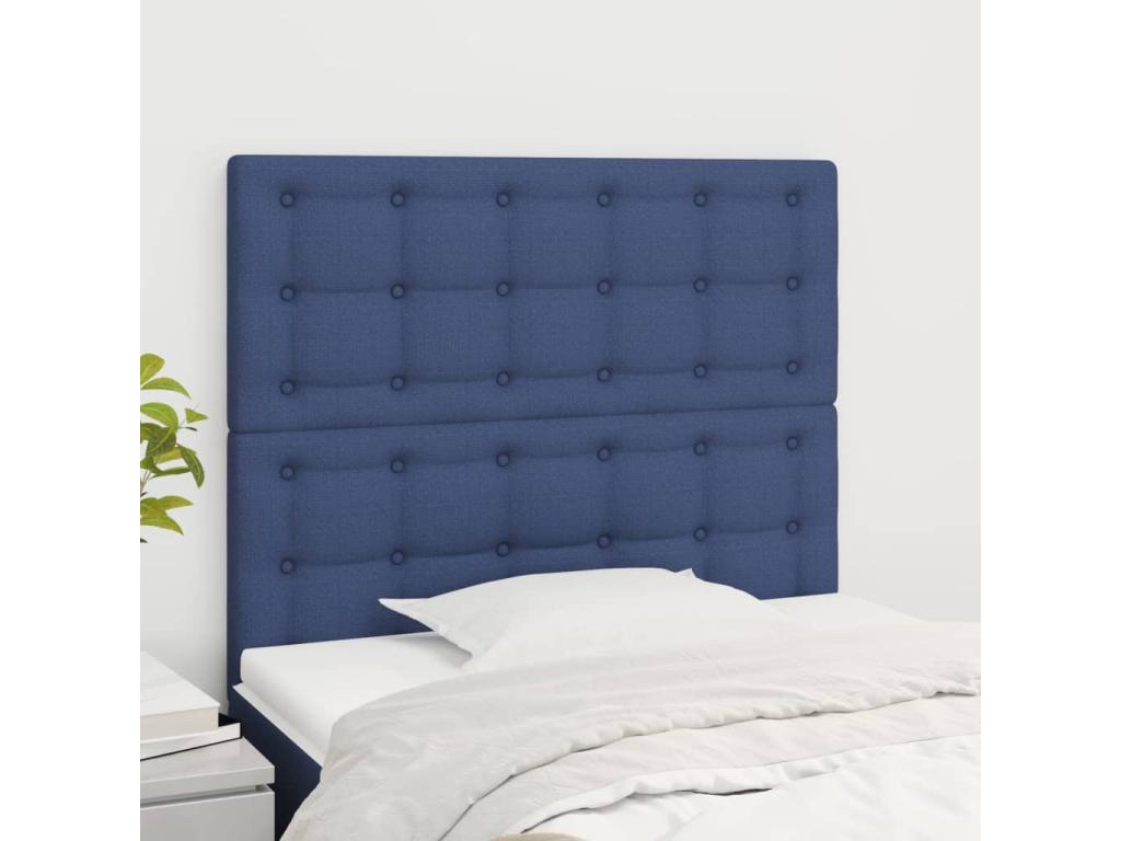 Tête de lit 2 pièces Bleu 100x5x78/88 cm Tissu YSXS36677