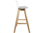 Lot 2 chaises de bar scandinaves hauteur 67cm dossier coussin simili pieds bois clair Luxameub blanc gris OLSP87535