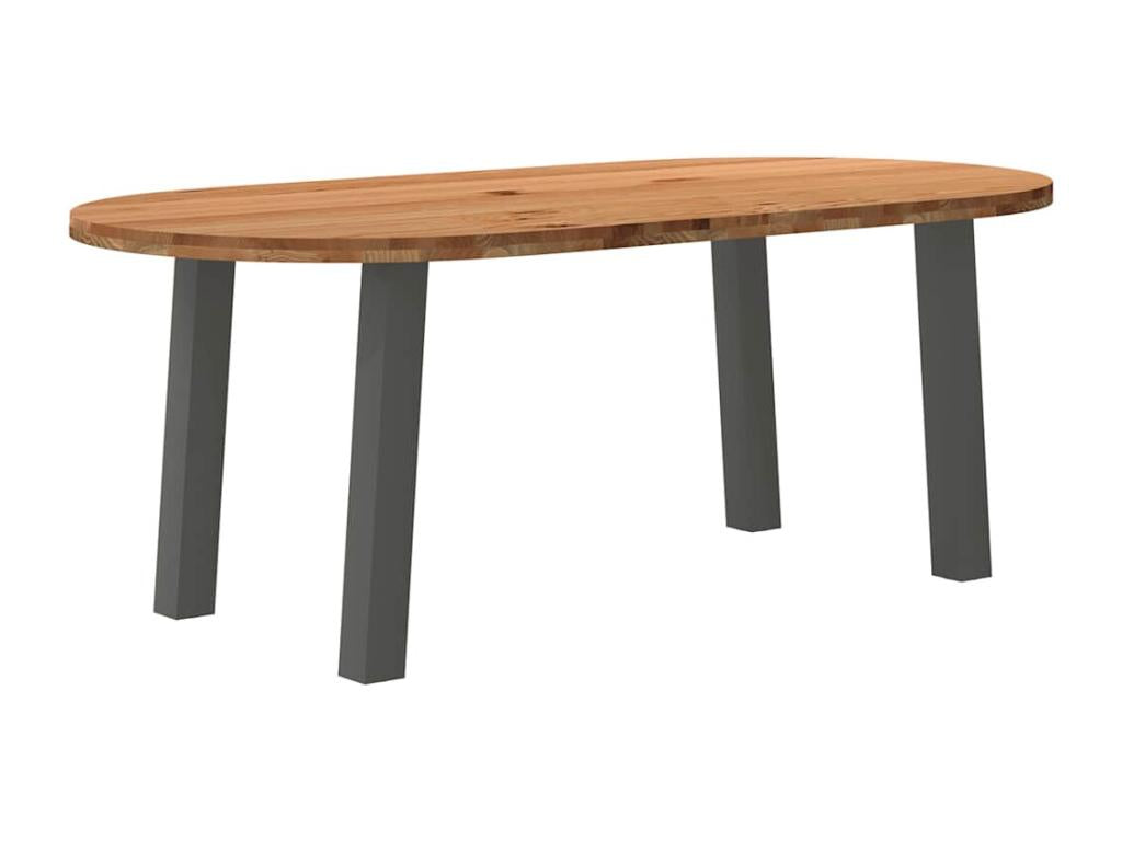 Table à manger marron clair bois de chêne massif ovale SYBX31505
