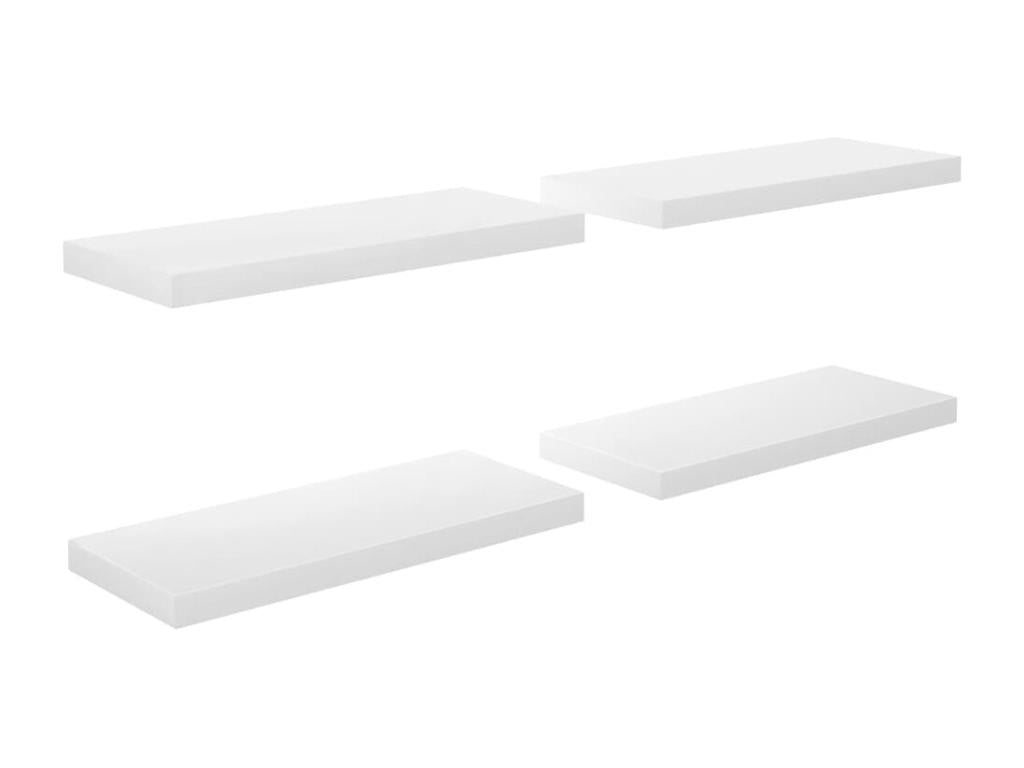 Étagère murale flottante 4 pcs Blanc brillant 60x23.5x3.8cm Mobenze CPWR21919