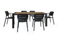 Boislis Home - Ensemble De Jardin Table Polywood Noir Et Fauteuil 6 Places QAEM39849