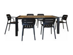 Boislis Home - Ensemble De Jardin Table Polywood Noir Et Fauteuil 6 Places QAEM39849