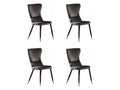 NEW Mobenze - Lot de 4 Chaises Rétro en Mobenze Gris - Pieds Coloris Noir / Doré HYIT58146