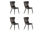 NEW Mobenze - Lot de 4 Chaises Rétro en Mobenze Gris - Pieds Coloris Noir / Doré HYIT58146