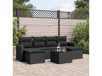 Salon de jardin 7 pcs avec coussins noir résine tressée ENWB87049