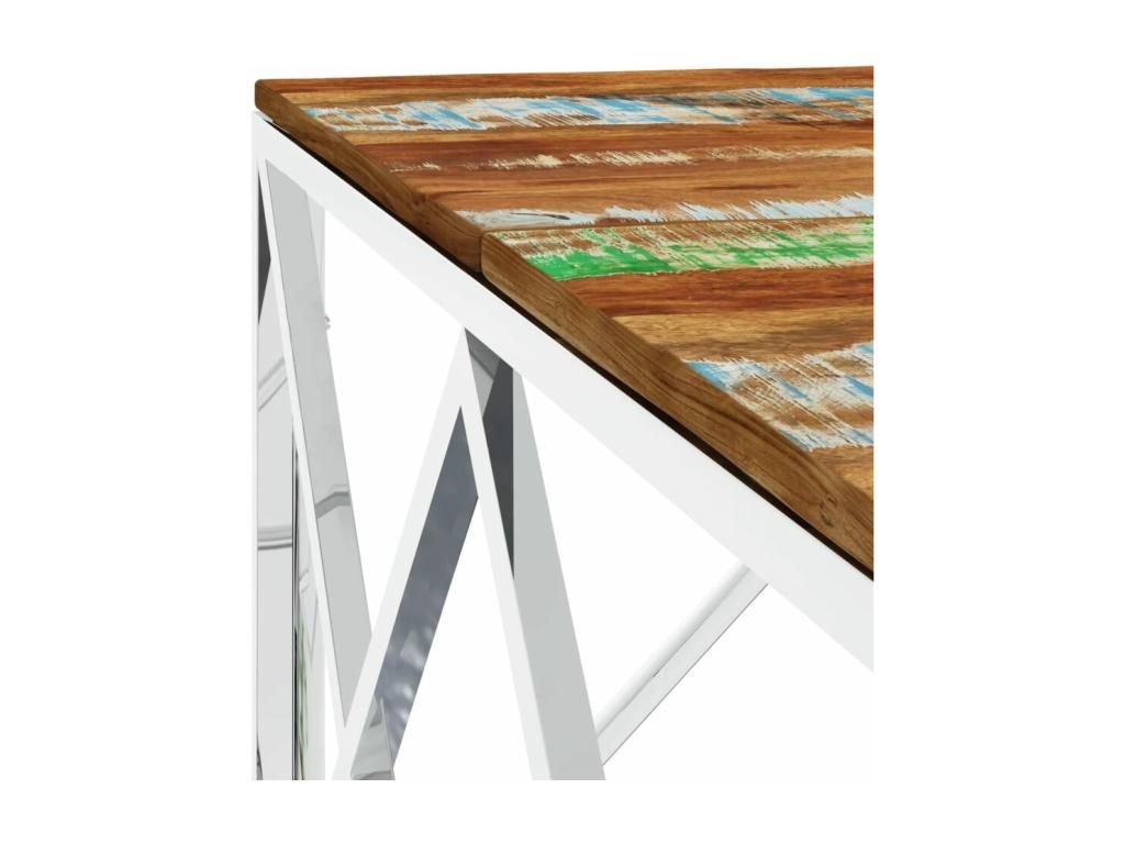 Table basse argenté acier inoxydable/Mobenze massif récupération IARS70167