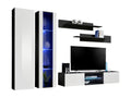 Ensemble Meuble TV Mobenze O4 avec LED- Coloris noir et blanc- Meuble suspendu design pour votre salon. JLMU67707