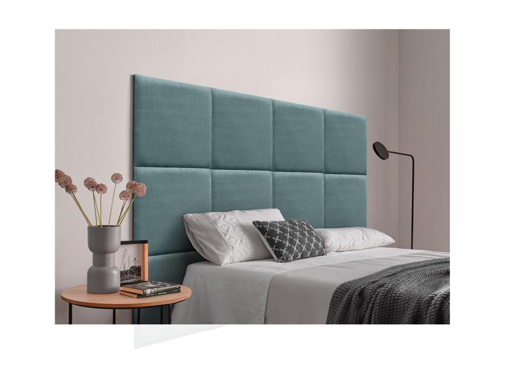 Mobenze Tête de lit capitonnée en lin naturel composé de panneaux autocollants interchangeables pour chambre de Mobenze rembourrée turquoise 105 cm MWNA75430