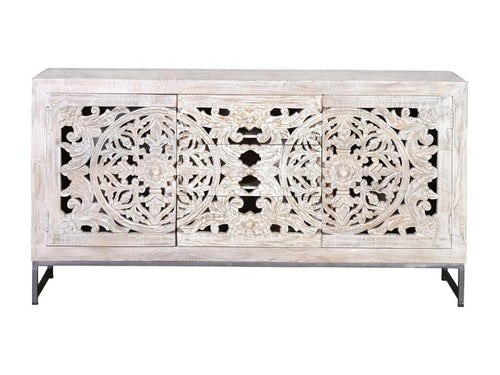 Buffet en manguier et métal blanc vieilli Mobenze y Colomer.80x38x150 ZPDJ32359