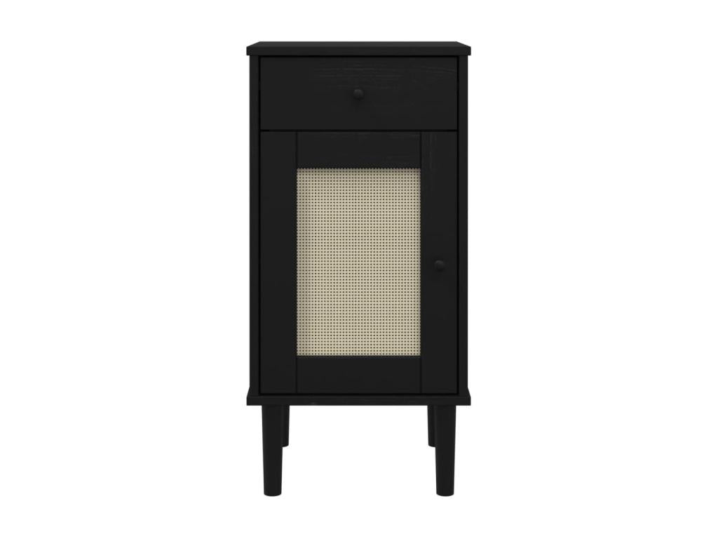 Table de chevet Mobenze aspect de rotin noir Mobenze de pin massif KQWE11117