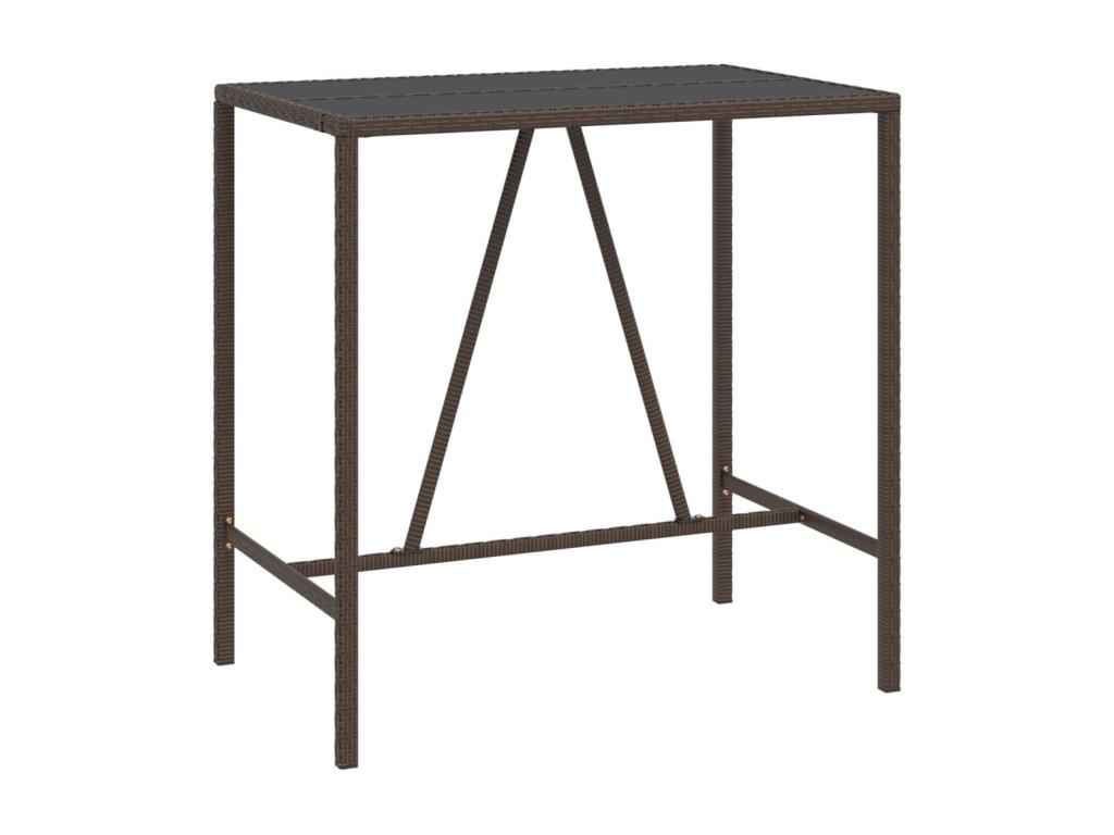 Mobenze - Table de bar et dessus en verre marron 110x70x110 cm poly rotin FQNM35856