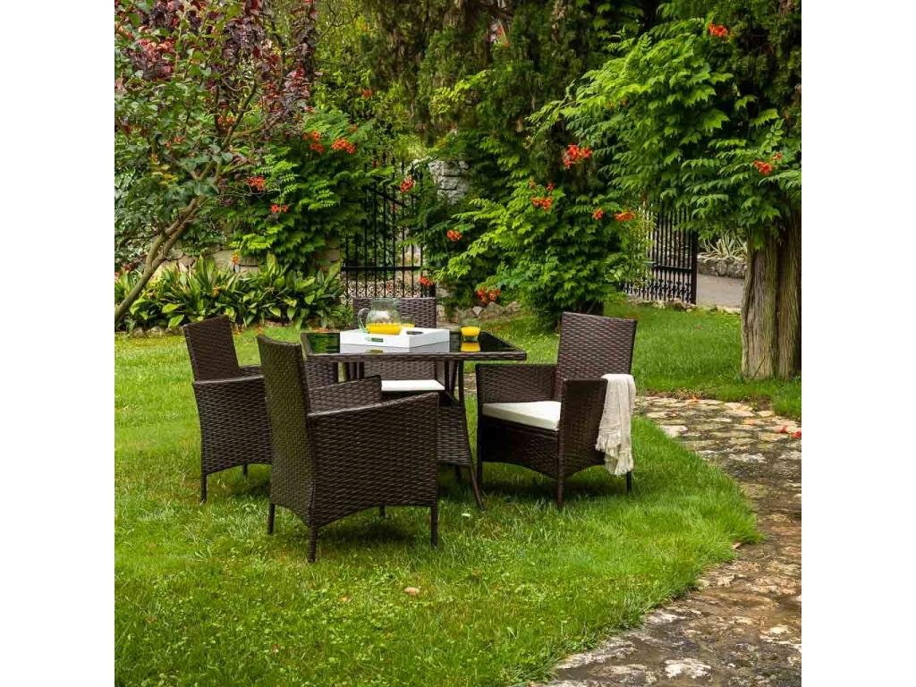 Ensemble table et 8 chaises de couleur noire CEBQ58244