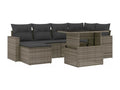 Salon de jardin avec coussins 7 pcs gris résine tressée QJWE01085