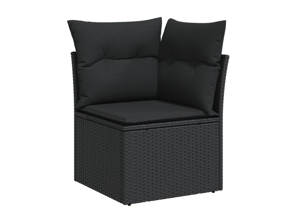 Salon de jardin 11 pcs avec coussins noir résine tressée WCDT50256