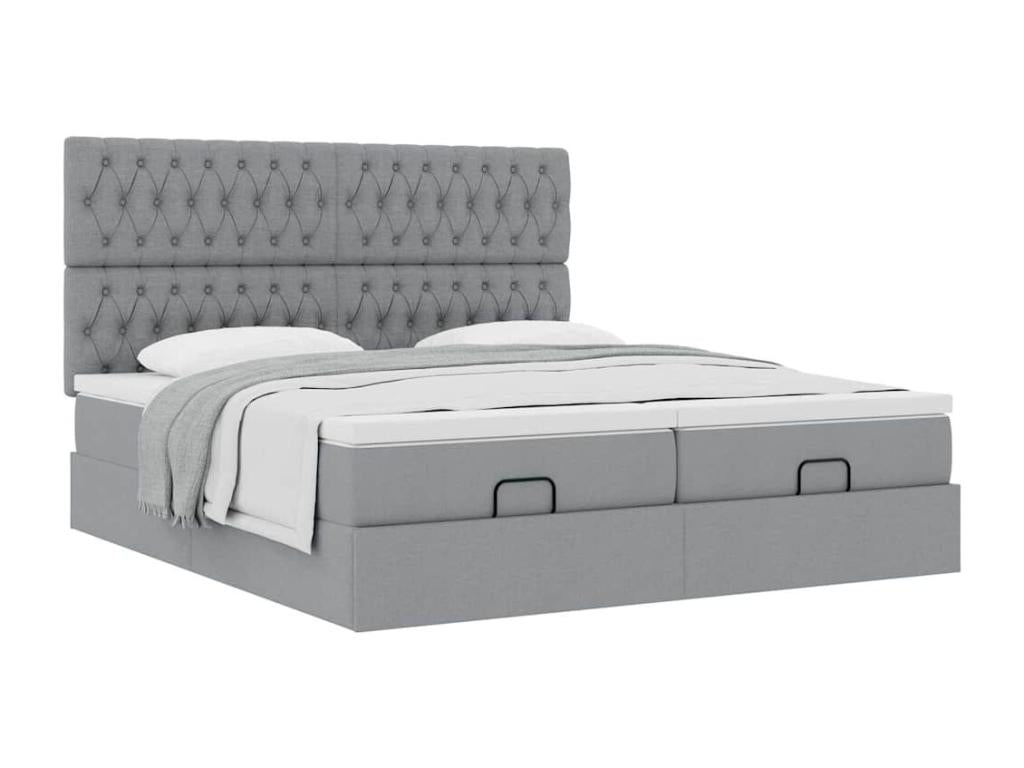 Cadre de lit Mobenze et matelas gris clair 180x200cm tissu VKQL23238