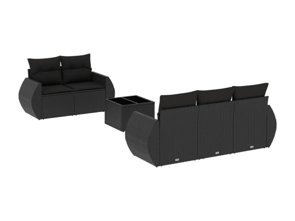 Salon de jardin 6 pcs avec coussins noir résine tressée YRAN51321