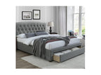Lit 160x200 cm en tissu gris avec tête de lit capitonnée et tiroir de rangement Loud GZQI30630