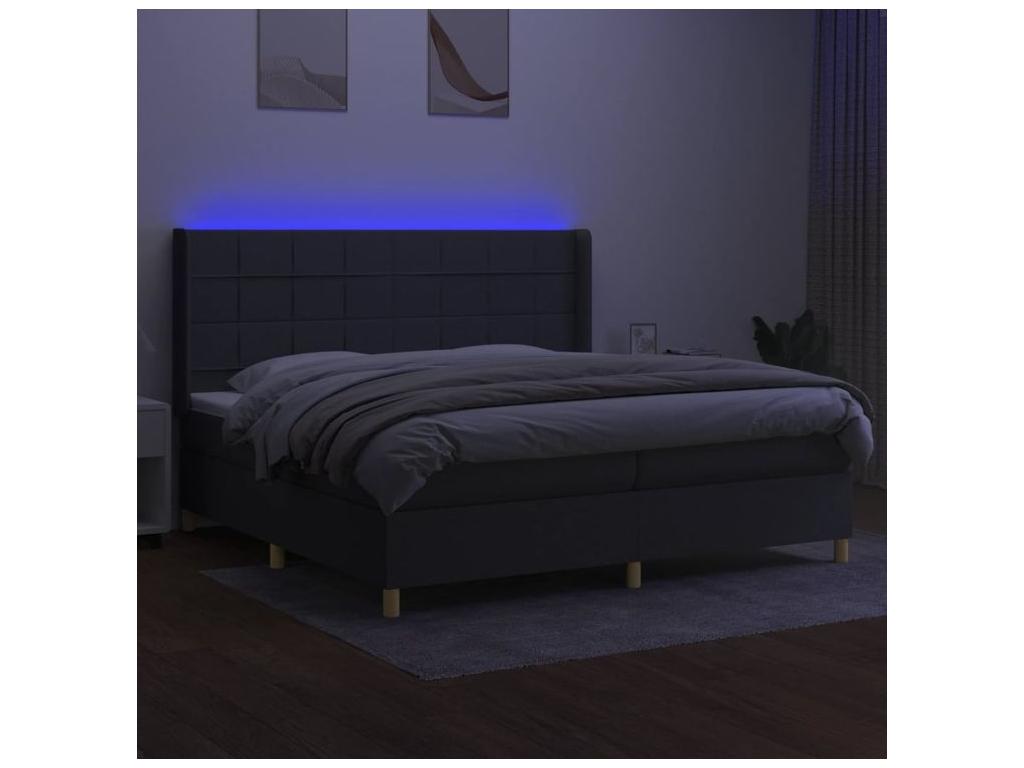 Sommier à Boislis de lit matelas LED Gris foncé 200x200 Tissu TNYZ93475