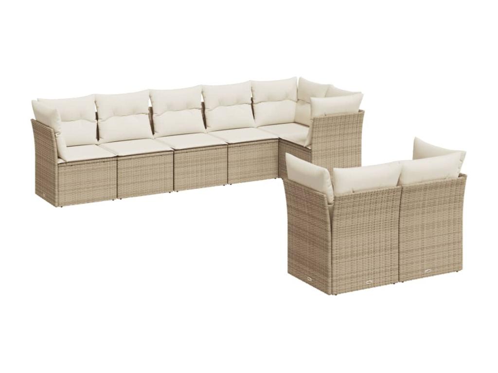 Salon de jardin avec coussins 8 pcs beige résine tressée KJFO57313