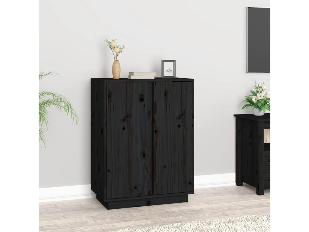 Buffet Noir 60x35x80 cm Mobenze massif de pin KMVS78853