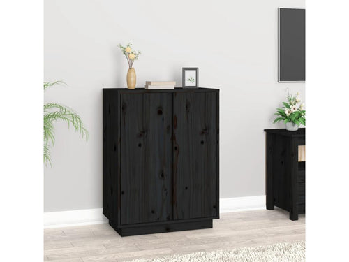 Buffet Noir 60x35x80 cm Mobenze massif de pin KMVS78853