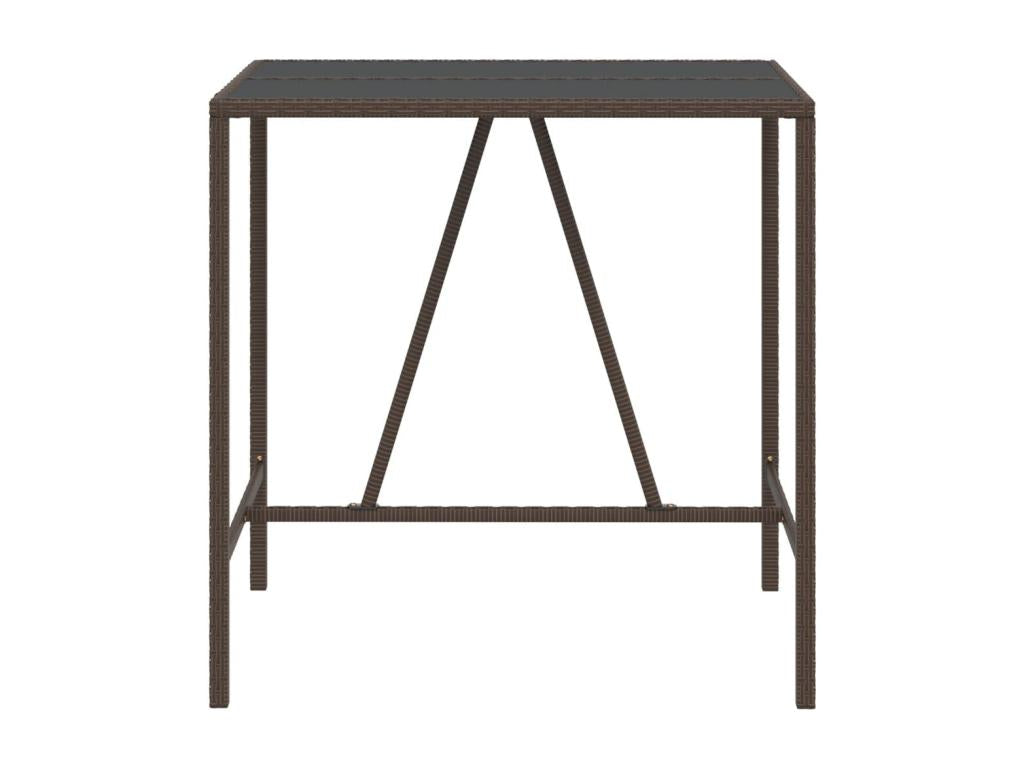 Mobenze - Table de bar et dessus en verre marron 110x70x110 cm poly rotin FQNM35856