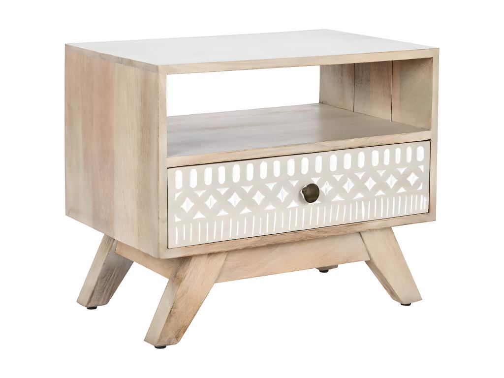 Table de nuit table de chevet en bois coloris blanc naturel - longueur 55 x profondeur 35 x Hauteur 45 cm WDIC67365