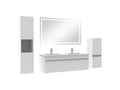 Meuble Salle de Bain 120cm double vasque colonne miroir LED Blanc GZHH03720