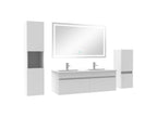 Meuble Salle de Bain 120cm double vasque colonne miroir LED Blanc GZHH03720