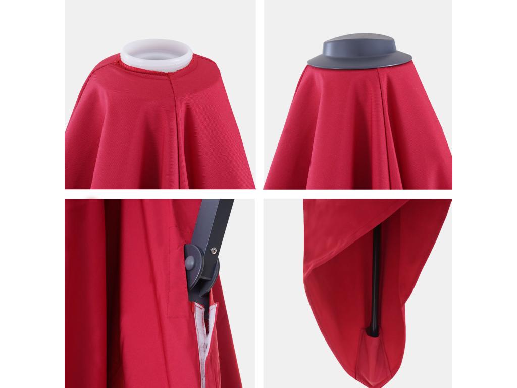 Toile pour parasol de luxe Boislis-A96 avec rabat toile de remplacement 3,5x3,5m 4,95m 4kg - bordeaux ZAGP20691