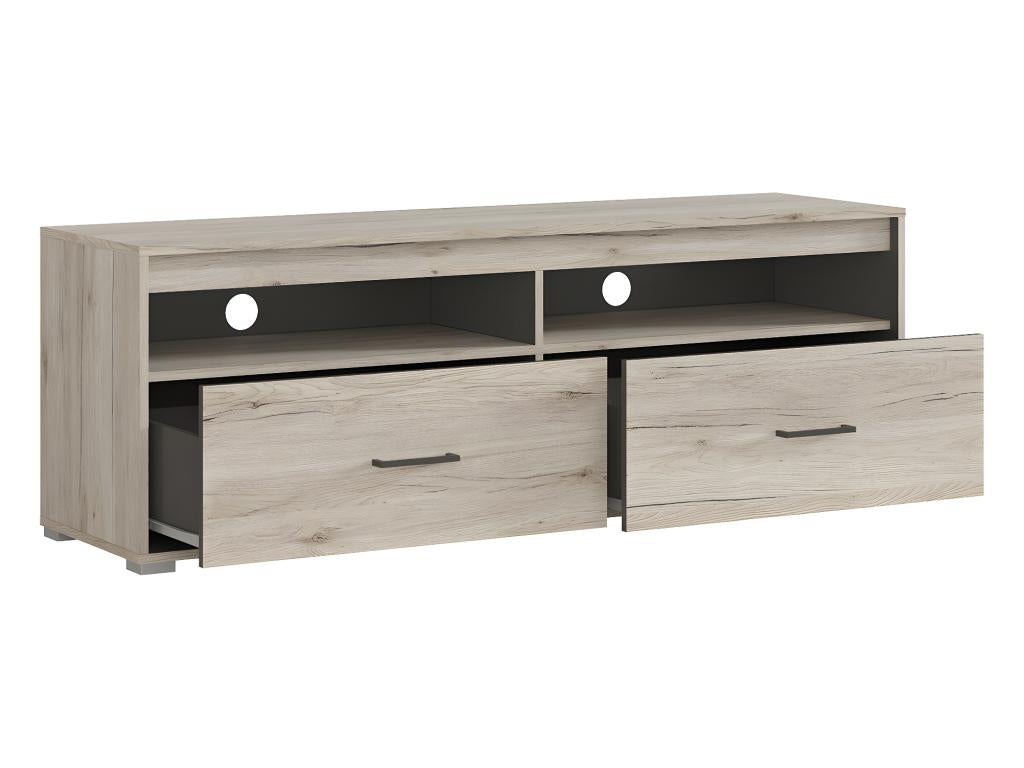 Meuble TV 2 tiroirs 144 cm Mobenze et Anthracite HWPT12987