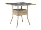 Table de jardin dessus en verre beige 80x80x75cm résine tressée ETOU60323