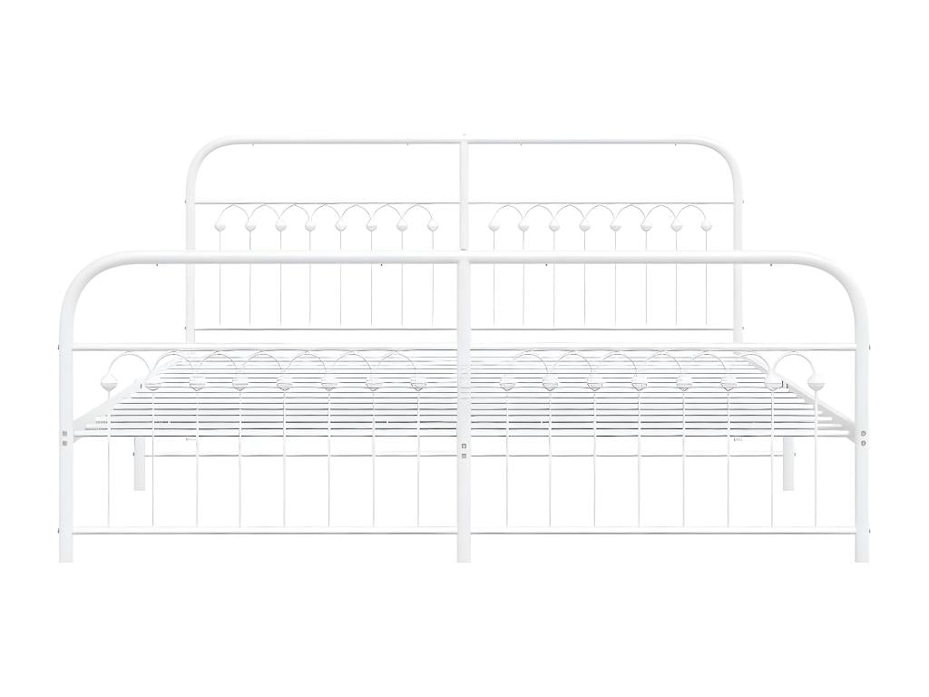 Cadre de lit métal avec tête de lit/pied de lit blanc 183x213cm ULPE79991