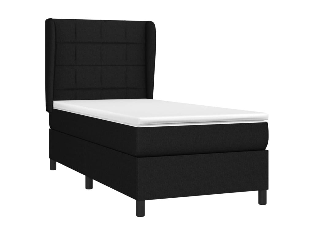Sommier à Mobenze de lit avec matelas Noir 90x200 cm Tissu LFOU23592