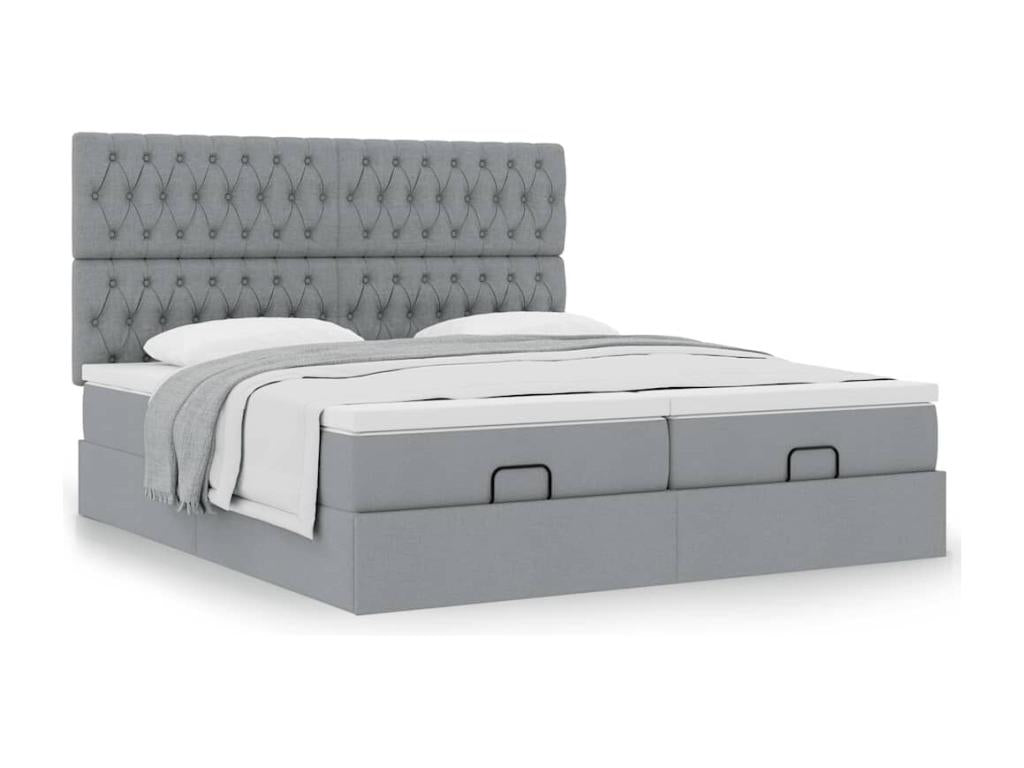 Cadre de lit Mobenze et matelas gris clair 180x200cm tissu VKQL23238