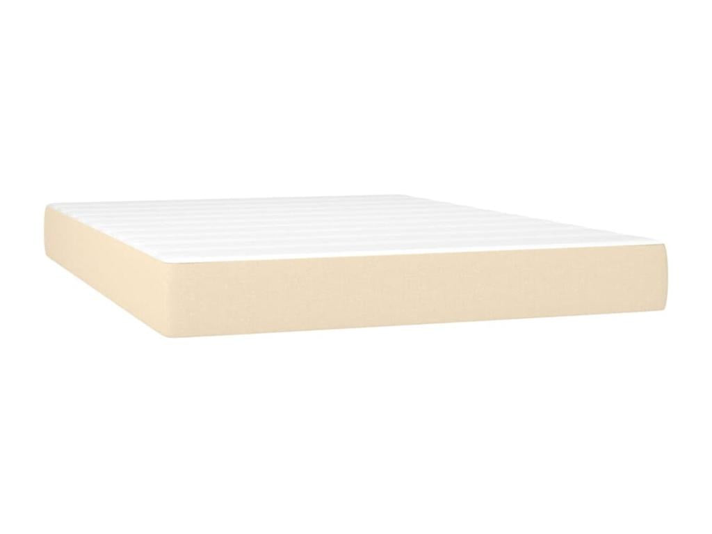 Sommier tapissier avec matelas et LED Crème 140x190 cm Tissu OAMD43158
