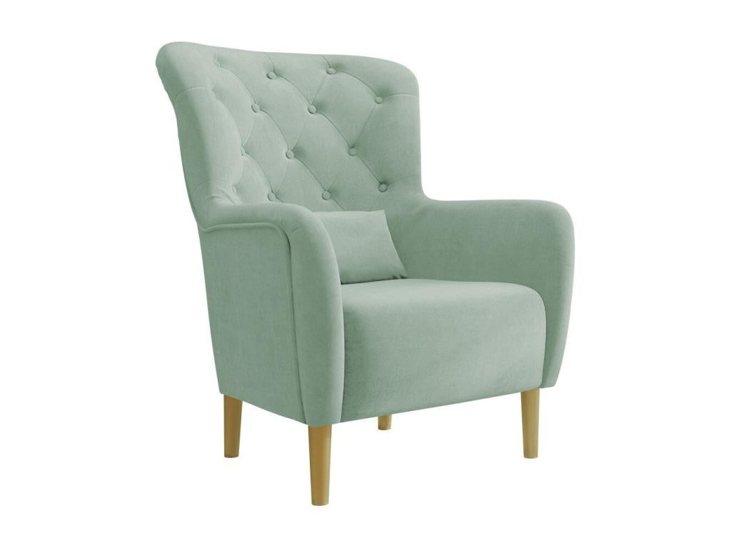 Fauteuil Boislis 113 Turquoise 105x82x89cm Tapisserie Pieds Bois HDMC83941